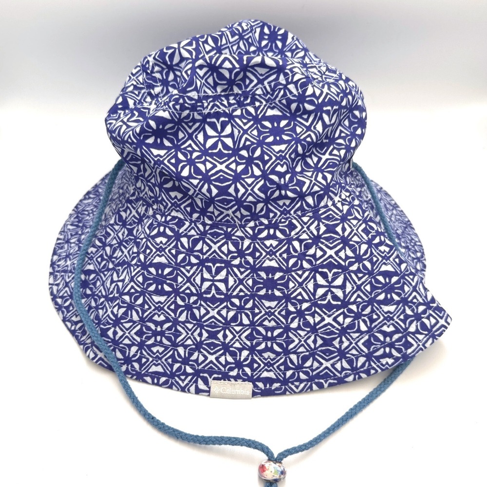 Columbia Sun Booney Hat OS Blue Geometric Wide Adjustable Fishing Beach Hiking
